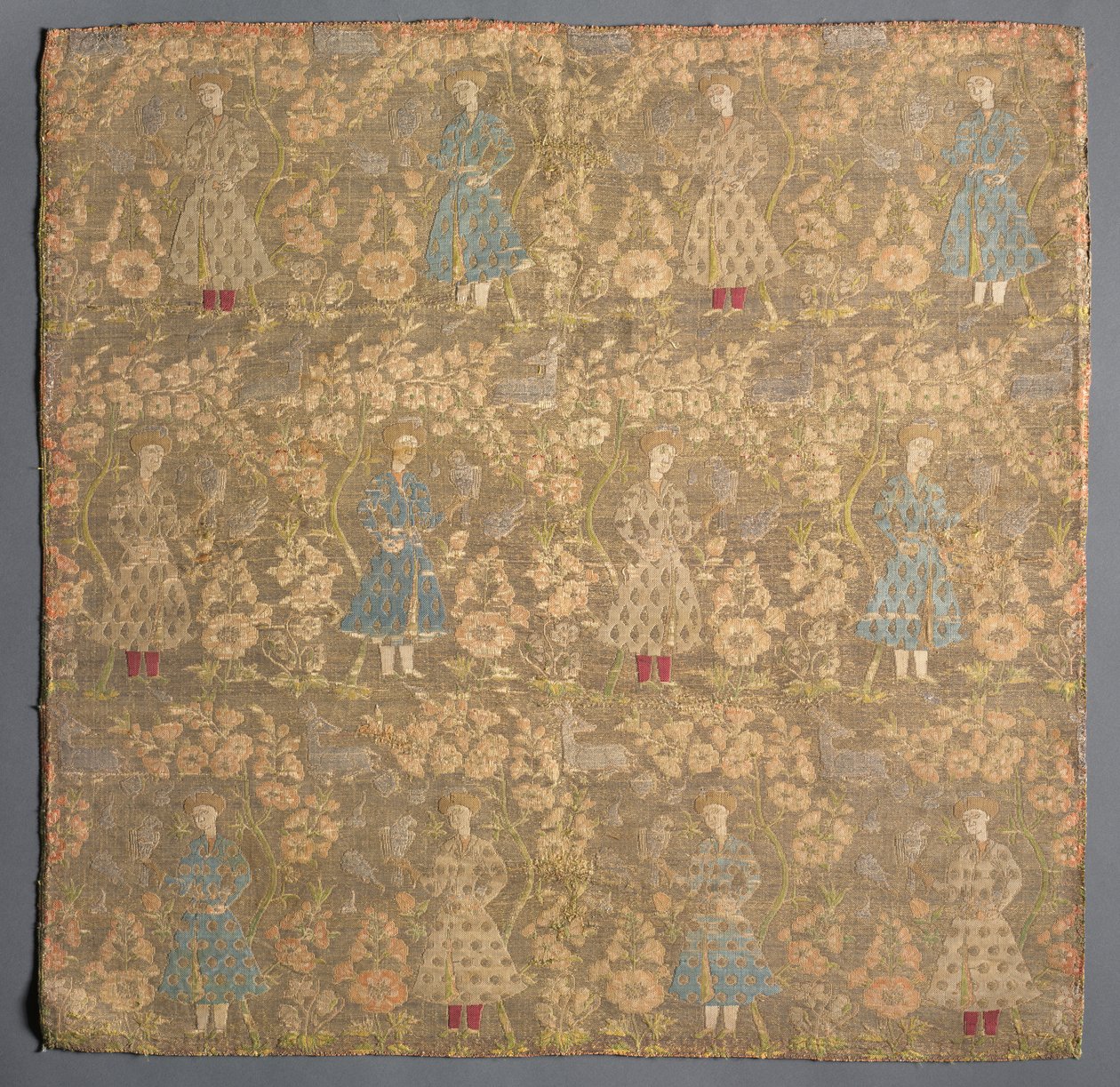 Twillväv med falkoner bland rosenbuskar, 1650-1699. av Unbekannt