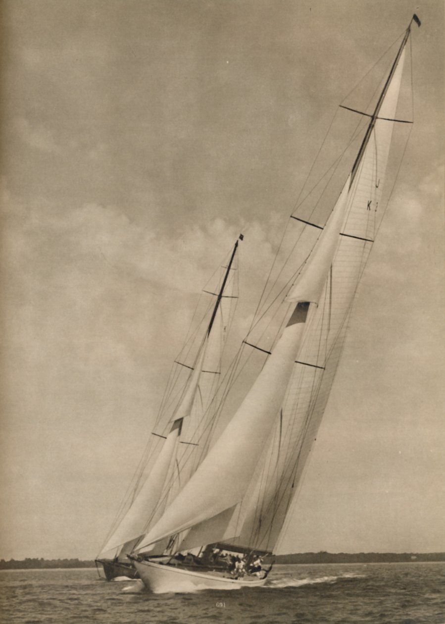 Två berömda yachter i en spännande tävling, 1936 av Unbekannt