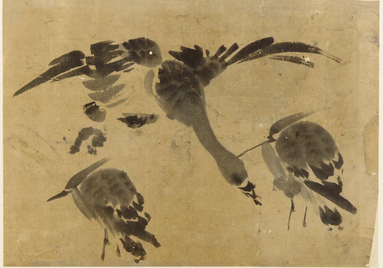 Två hägrar och en gås, Edo-period, 1573-1615. av Unbekannt