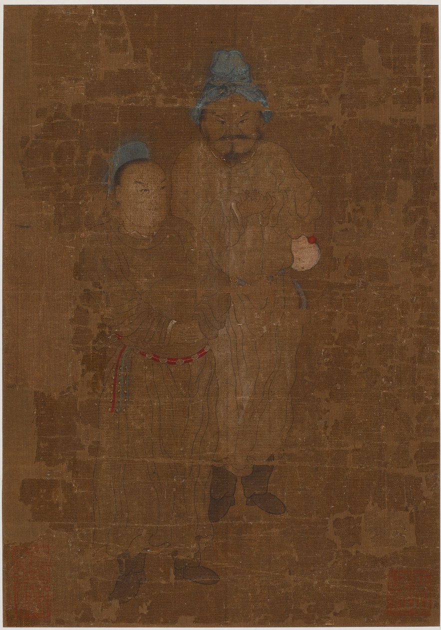 Två mansfigurer, stående, Mingdynastin, 1600-talet. av Unbekannt