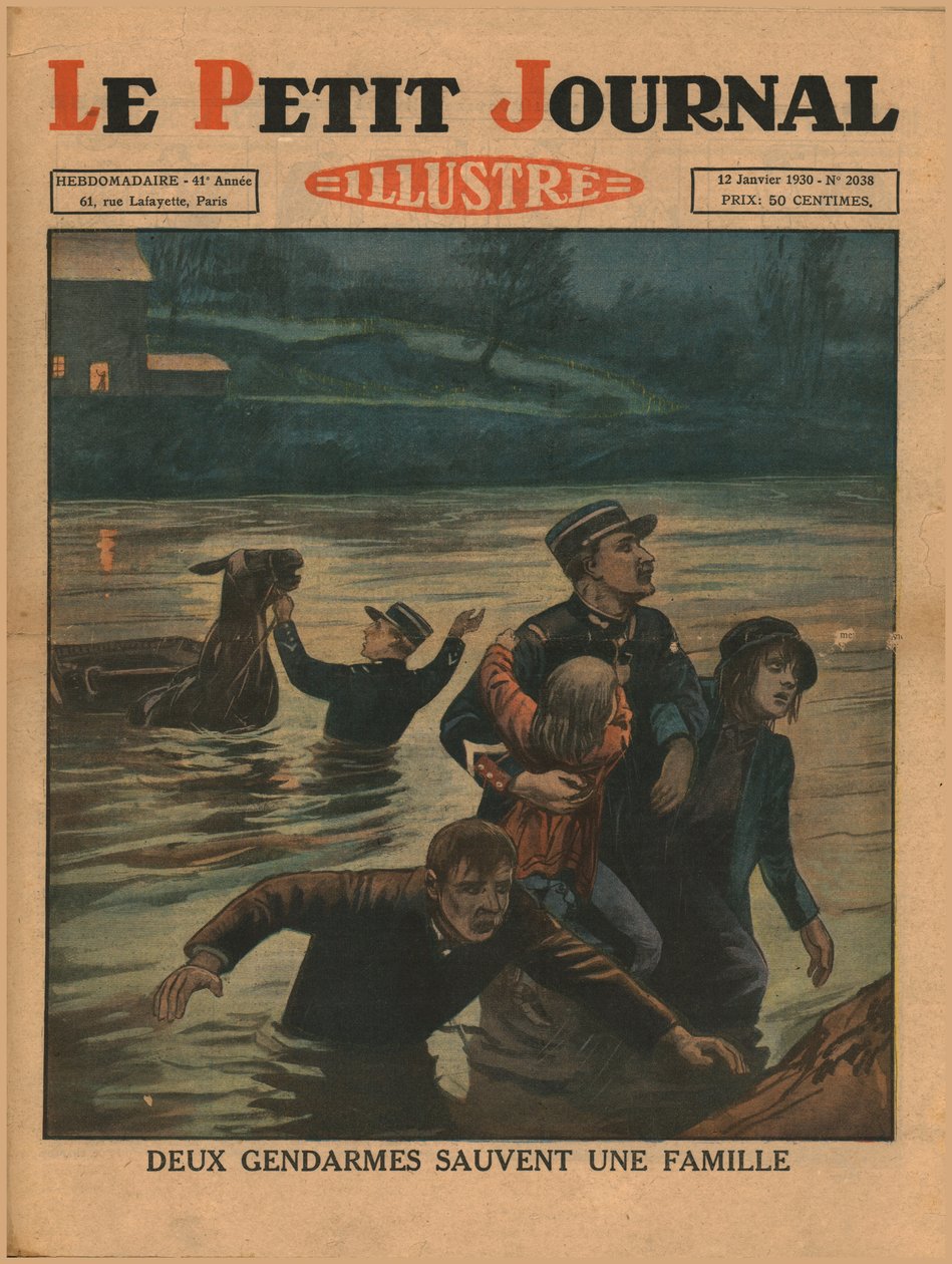 Två poliser räddar en familj, 1930. av Unbekannt