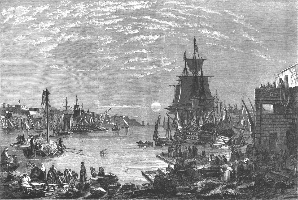 Valetta hamn, Malta, c1856 av Unbekannt