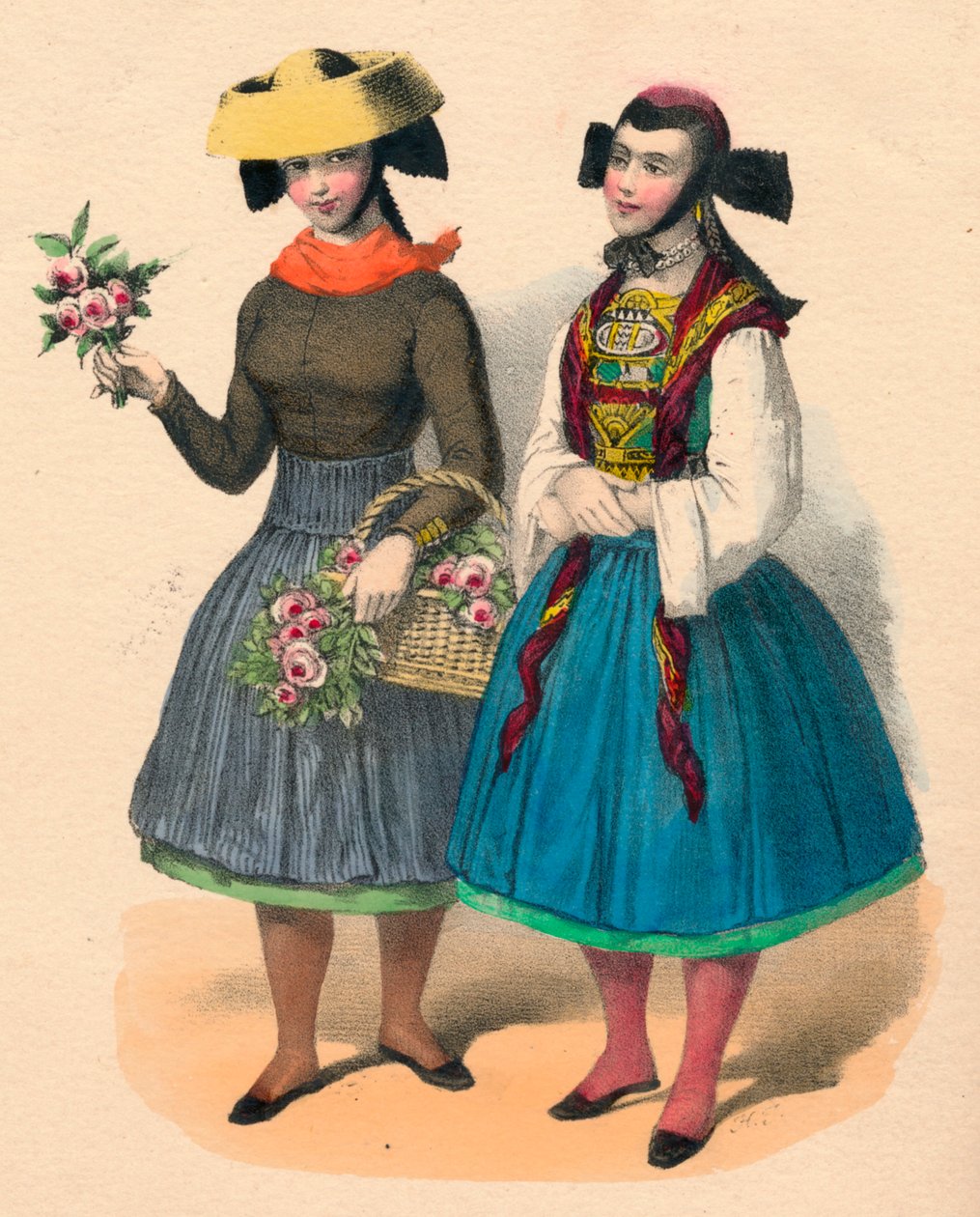 Vierländska flickor, 1800-talet. av Unbekannt