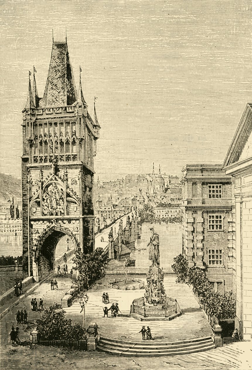 Utsikt i Prag - Brotornet, 1890. av Unbekannt