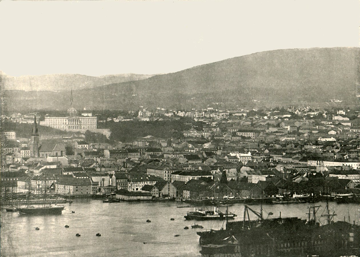 Utsikt över Christiania, Oslo, Norge, 1895. av Unbekannt