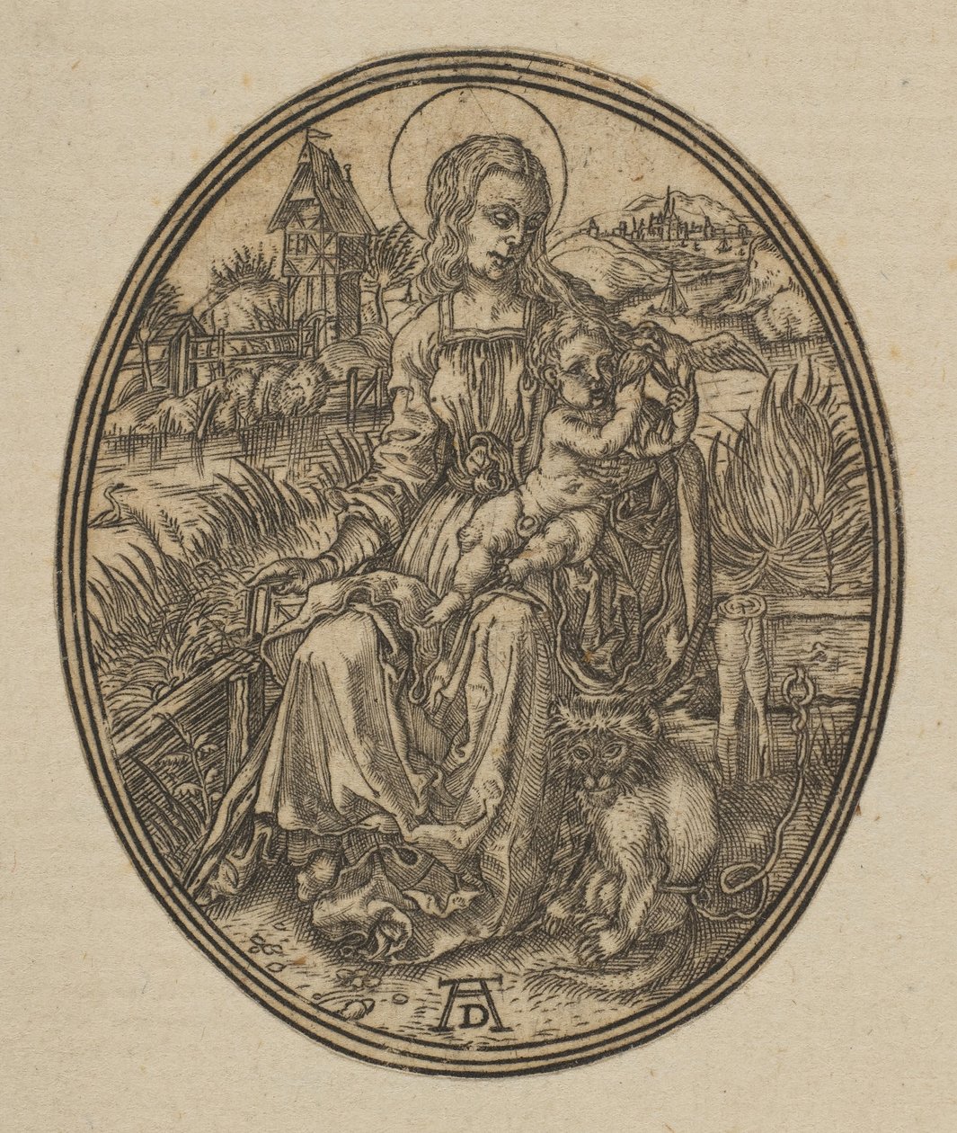 Virgin and Child with the Monkey omvänd kopia.n.d. av Unbekannt