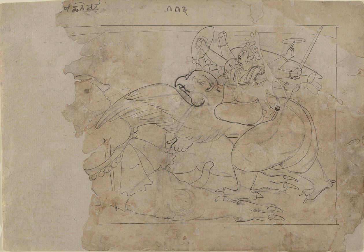 Vishnu om Garuda Slaying a Demon, mitten av 1700-talet. av Unbekannt