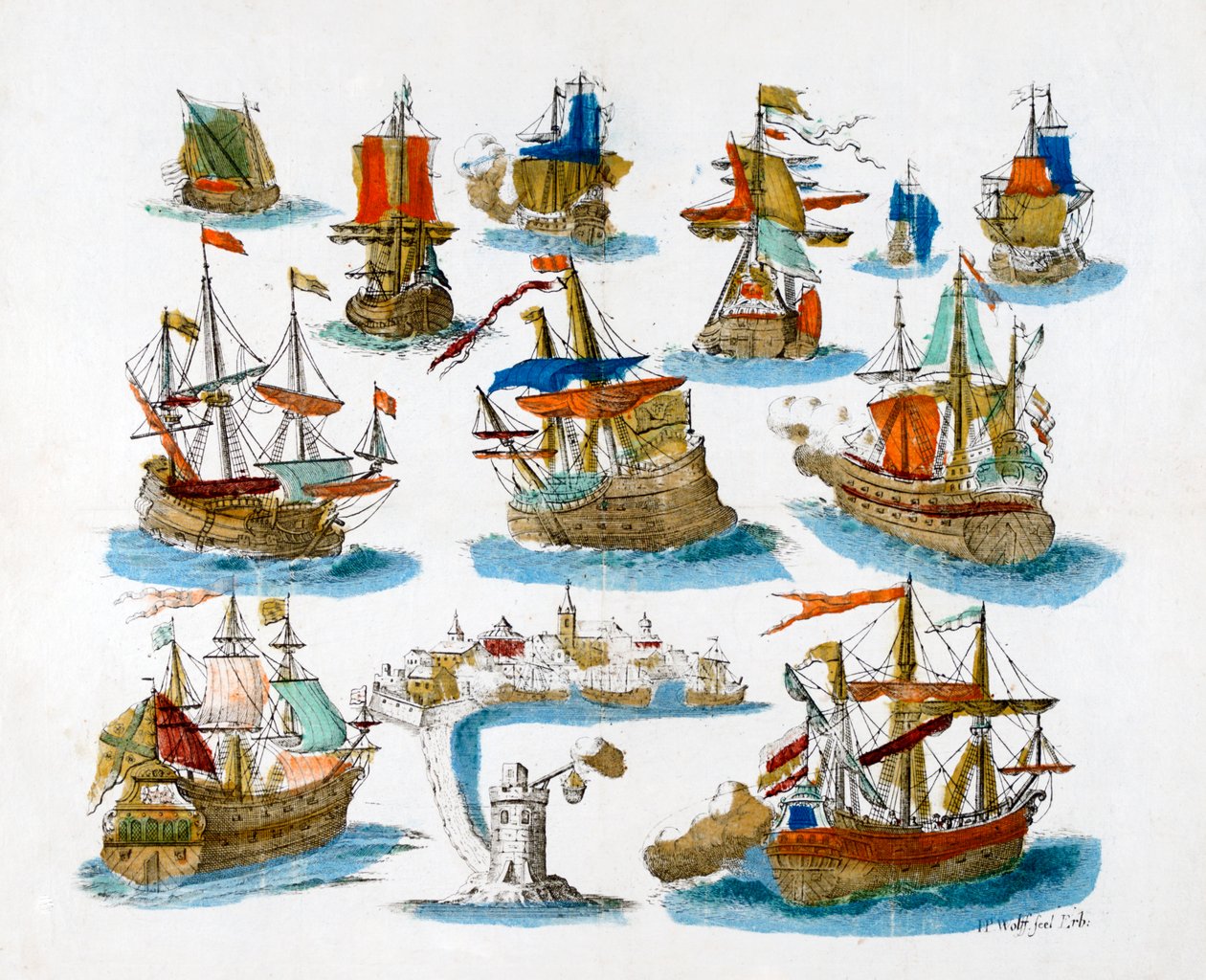 Krigsskepp, 1700-tal av Unbekannt