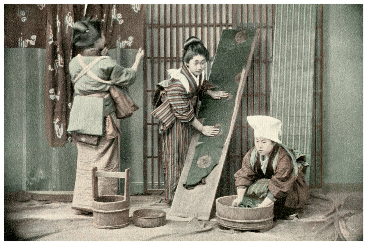 Tvätta kimonos, Japan, 1904 av Unbekannt