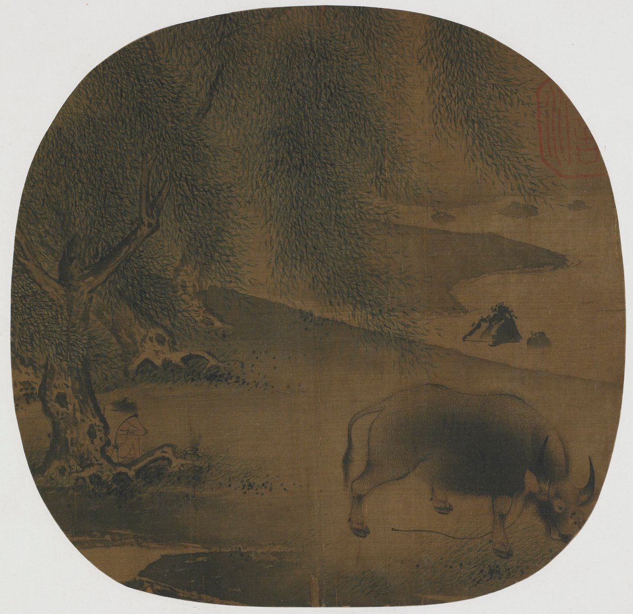 Water Buffalo and Herdboy under Willows, 1200-talet. av Unbekannt