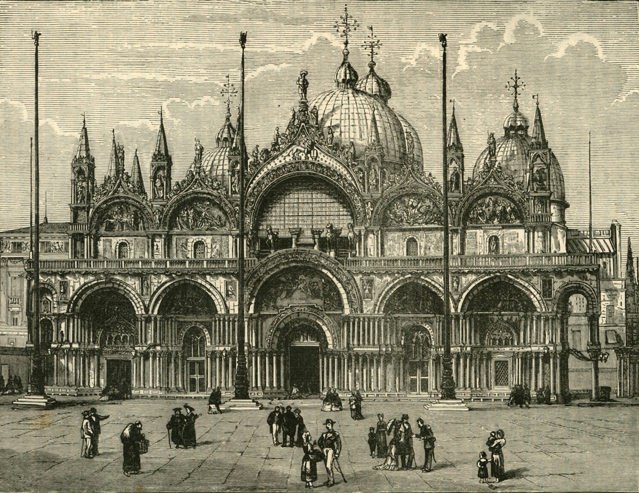 Västra fronten av St. Marks, Venedig, 1890. av Unbekannt