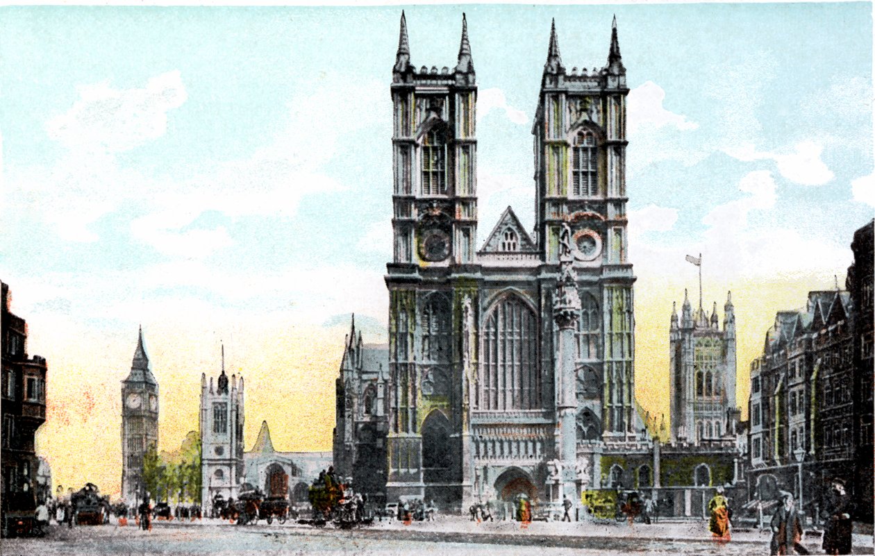 Westminster Abbey och Big Ben, London, 1900-talet av Unbekannt