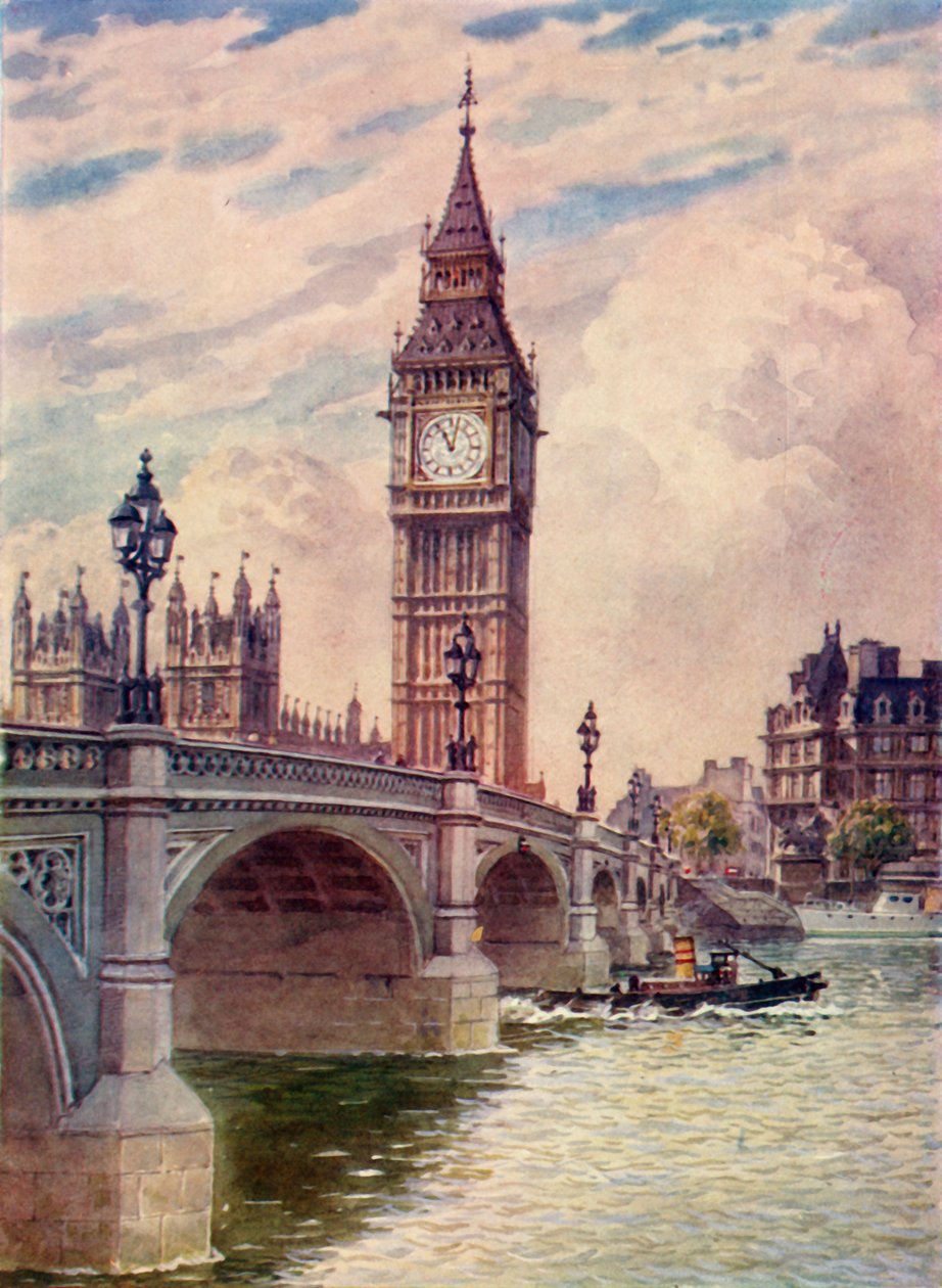 Westminster Bridge och Big Ben, c1948. av Unbekannt