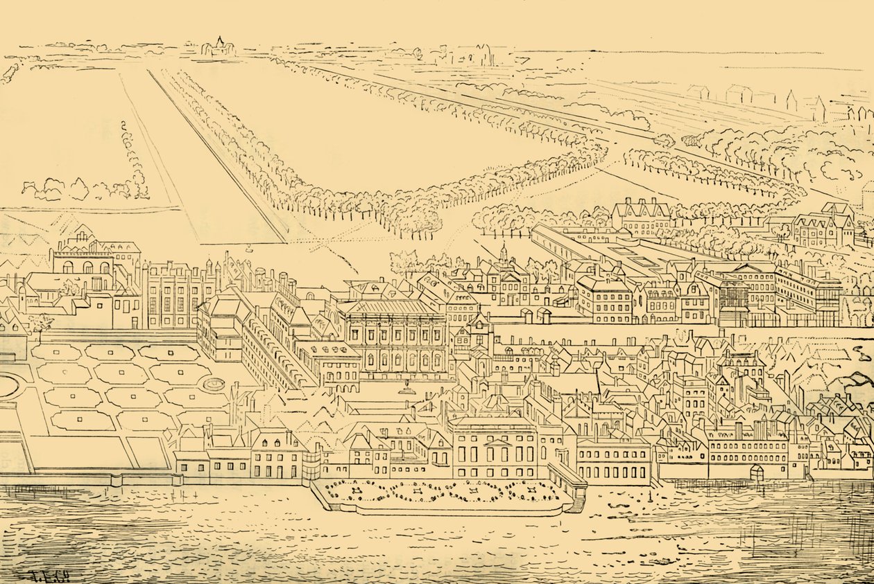 Whitehall, från floden, 1881. av Unbekannt