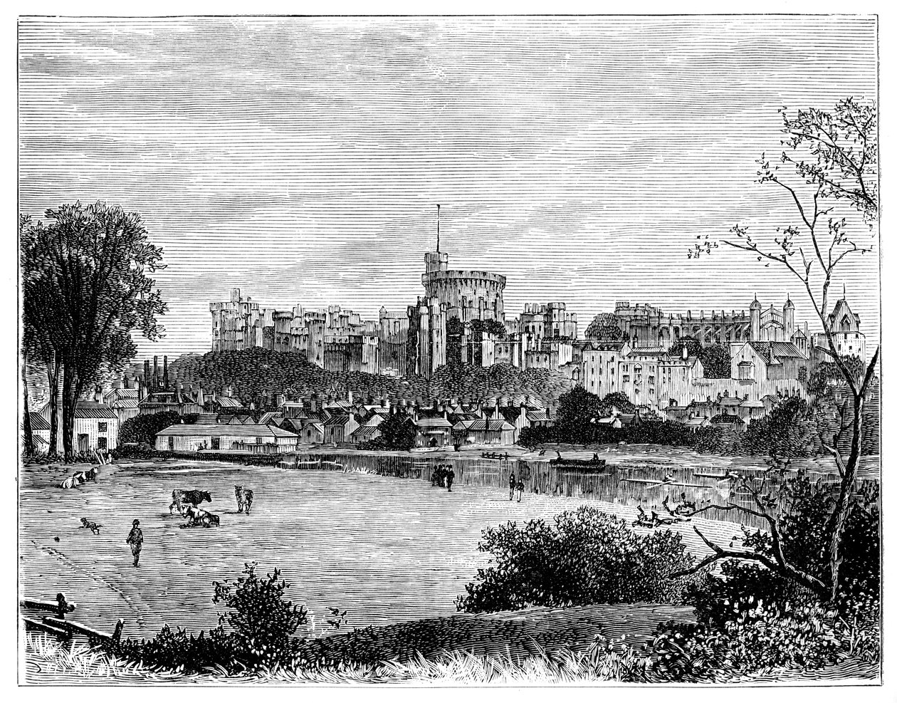 Windsor Castle från Brocas Meadows, c1888 av Unbekannt