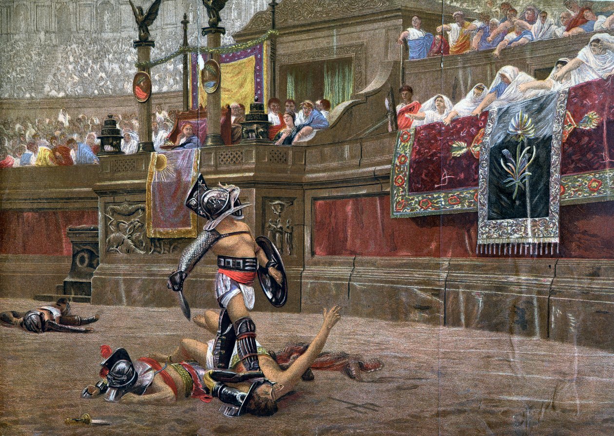 Med en vänd tumme, Pollice Verso, 1872 av Unbekannt