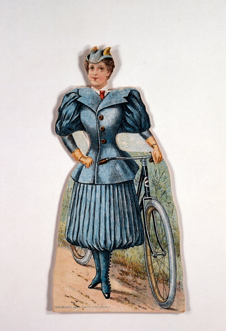 Kvinna i cykelklänning, amerikansk, c1900 av Unbekannt