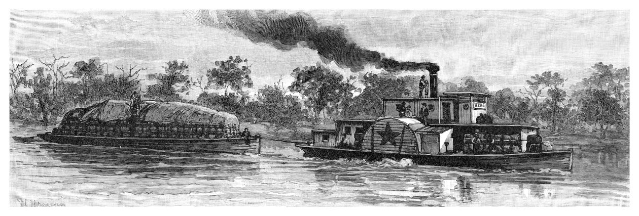 Ullpråm på floden Darling, Australien, 1886 av Unbekannt