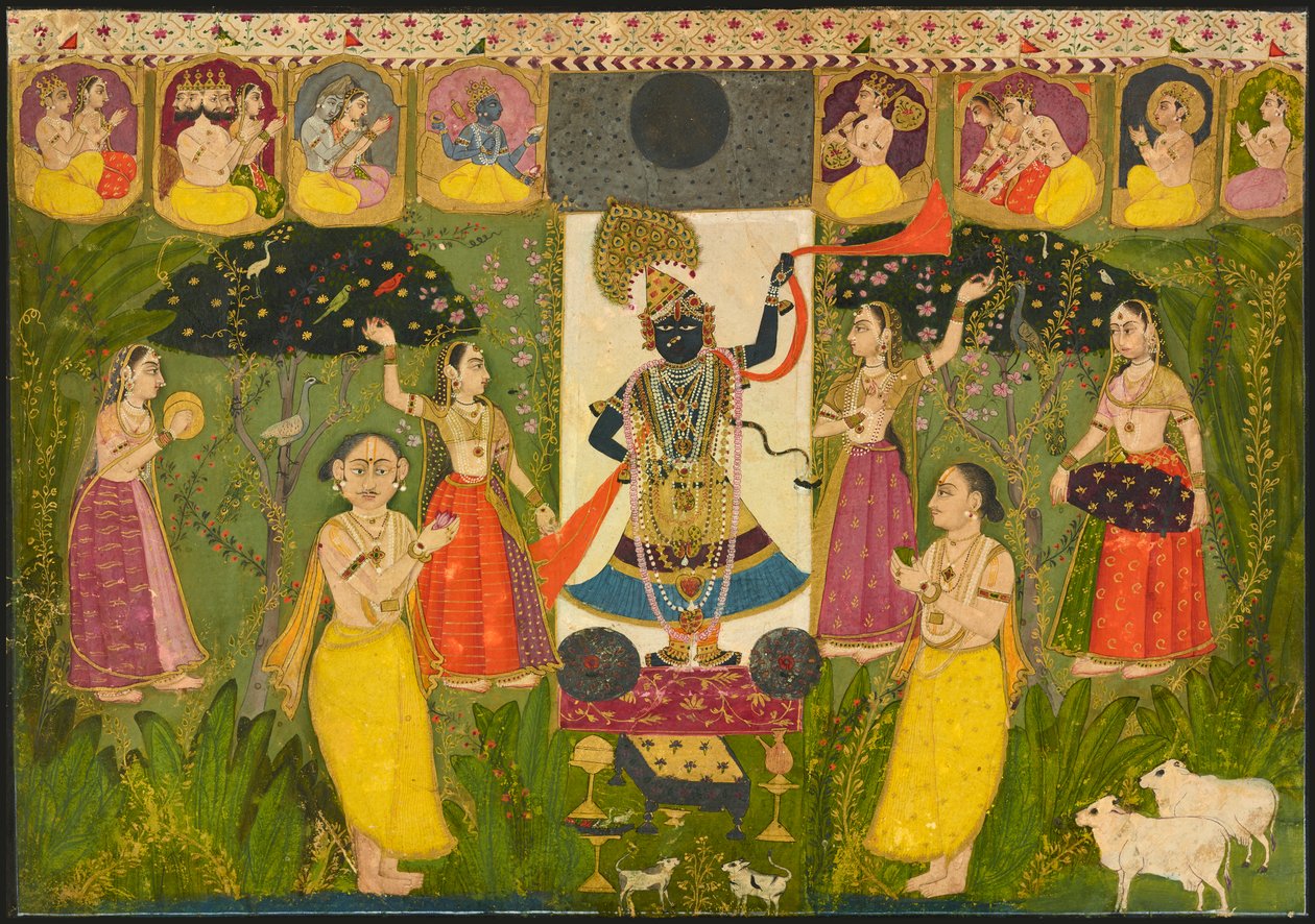 Tillbedjan av Shri Nathji, ca. 1700. av Unbekannt