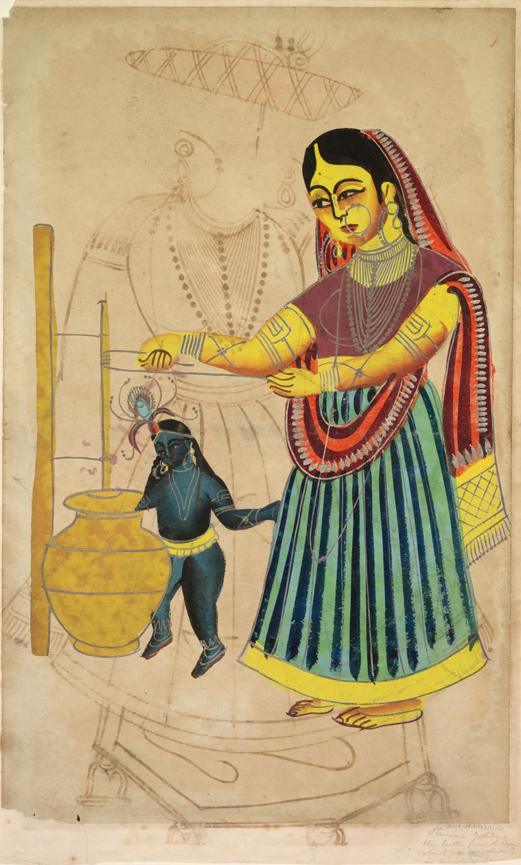 Yasoda kärnande smör, 1800-tal. av Unbekannt