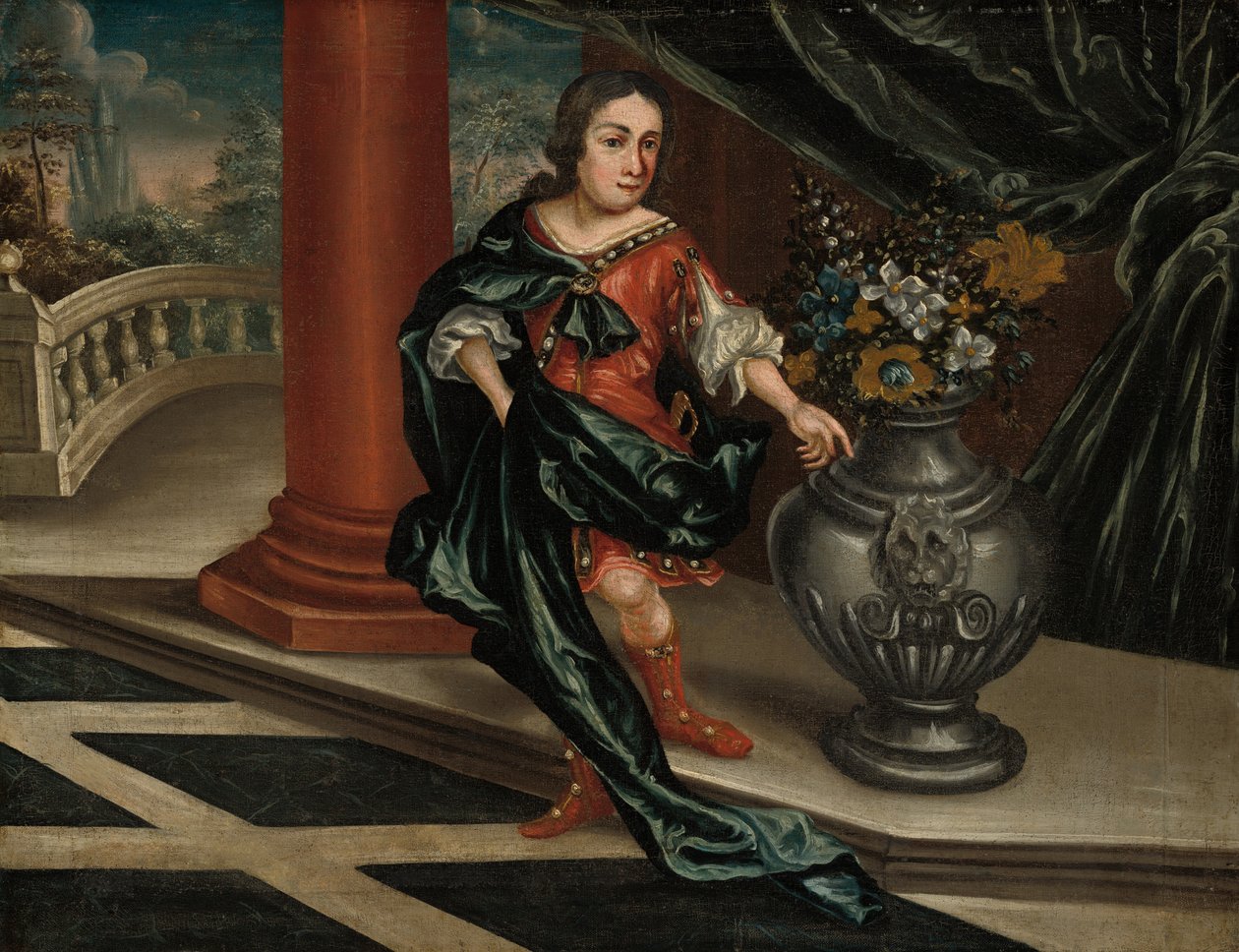 Ung man på en terrass, ca. 1730. av Unbekannt