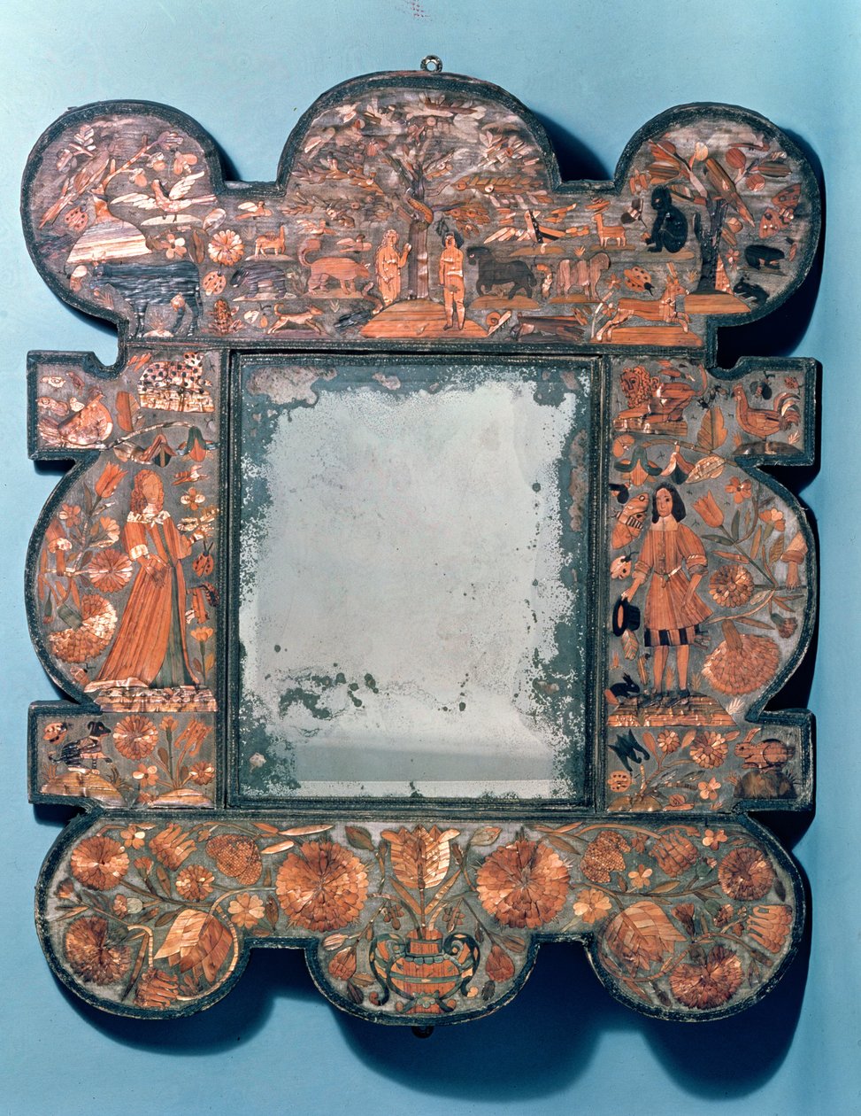 Spegelram av halmarbete, 1670-80 av Unbekannt Unbekannt