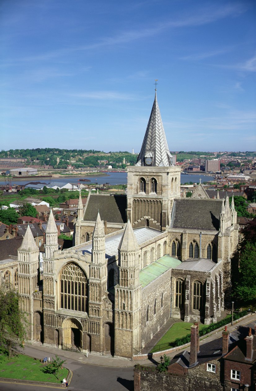 Utsikt över Rochester Cathedral från slottet av Unbekannt Unbekannt