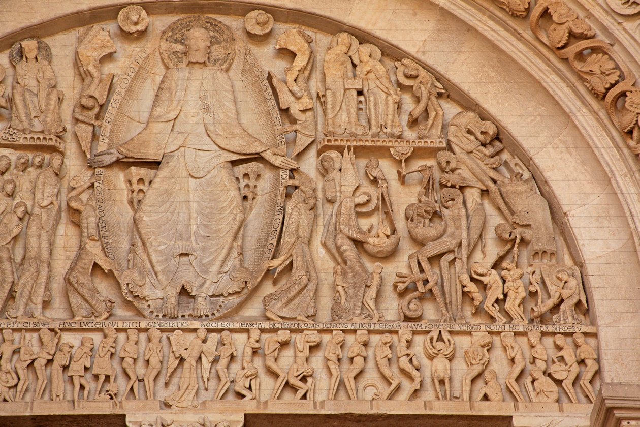 Autun-katedralen: Den västra portalens tympanon: Kristus vid sista domen: höger sida av Unbekannt Unbekannt
