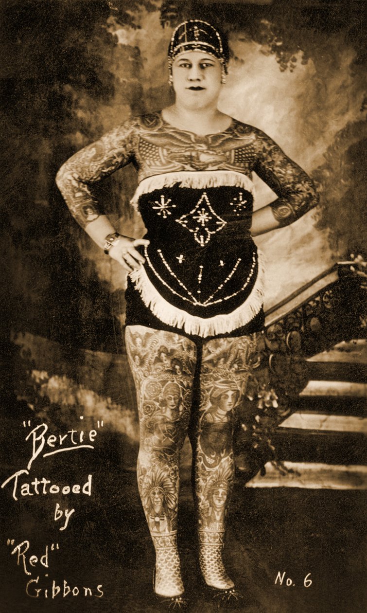 Bertie The Tattooed Lady, tatuerad av Charles "Red" Gibbons, ca 1920 av Unbekannt Unbekannt