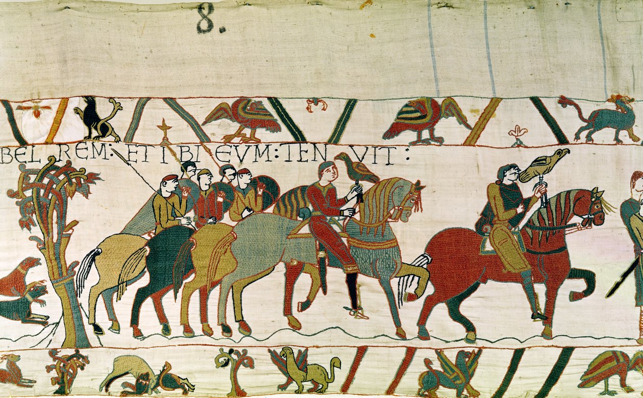 Greve Guy leder Harold till Beaurain där han håller honom, Bayeux Tapestry av Unbekannt Unbekannt