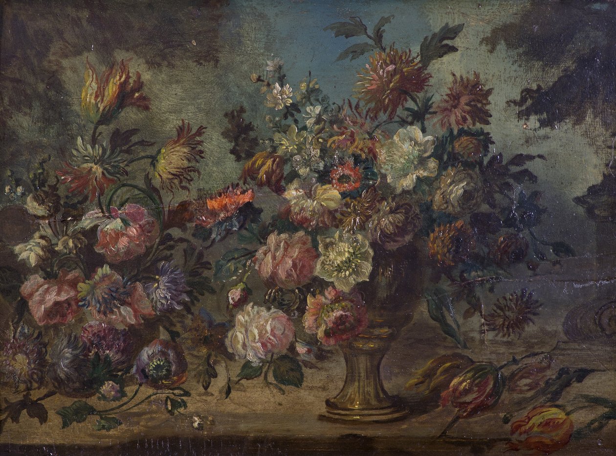 Blommor på en avsats av Unbekannt Unbekannt