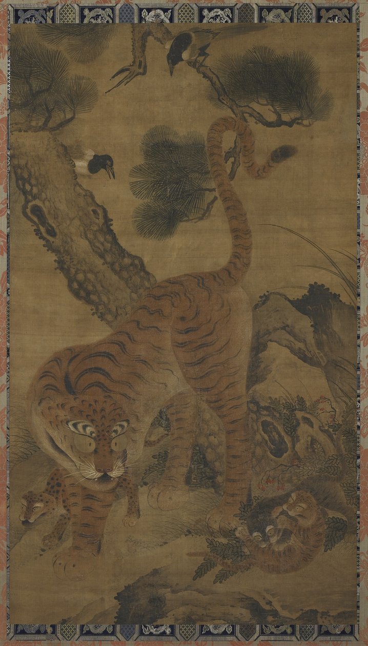 Hängande rulla: tiger och ungar, Korea eller Kina, Chosonperiod eller Mingdynastin, 1700-tal eller 1400-1500-tal av Unbekannt Unbekannt