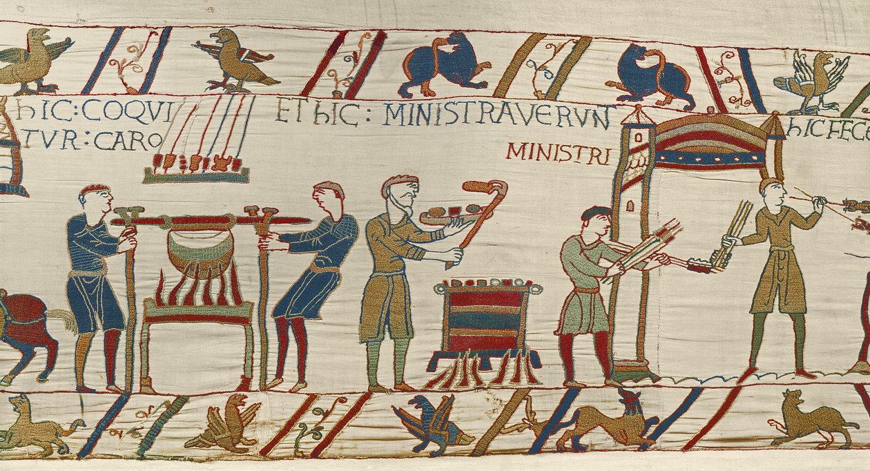 Normandiska kockar förbereder en fest för William, Bayeux Tapestry av Unbekannt Unbekannt