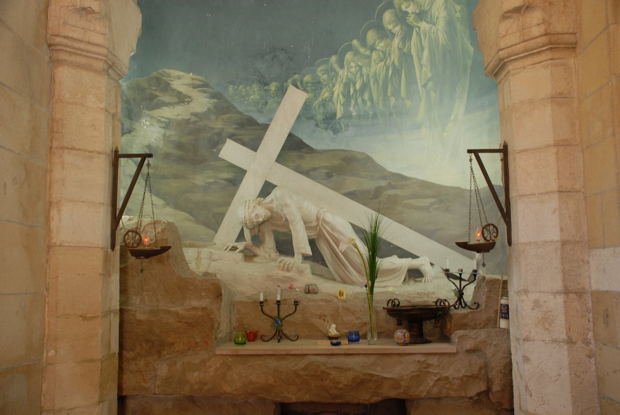Målning, Kristus med kors, Via Dolorosa, Jerusalem, Israel av Unbekannt Unbekannt