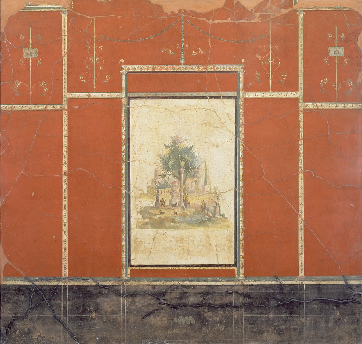 Rustikt landskap, från det röda rummet i Agrippa Postumus villa vid Boscotrecase, 10 f.Kr. av Unbekannt Unbekannt