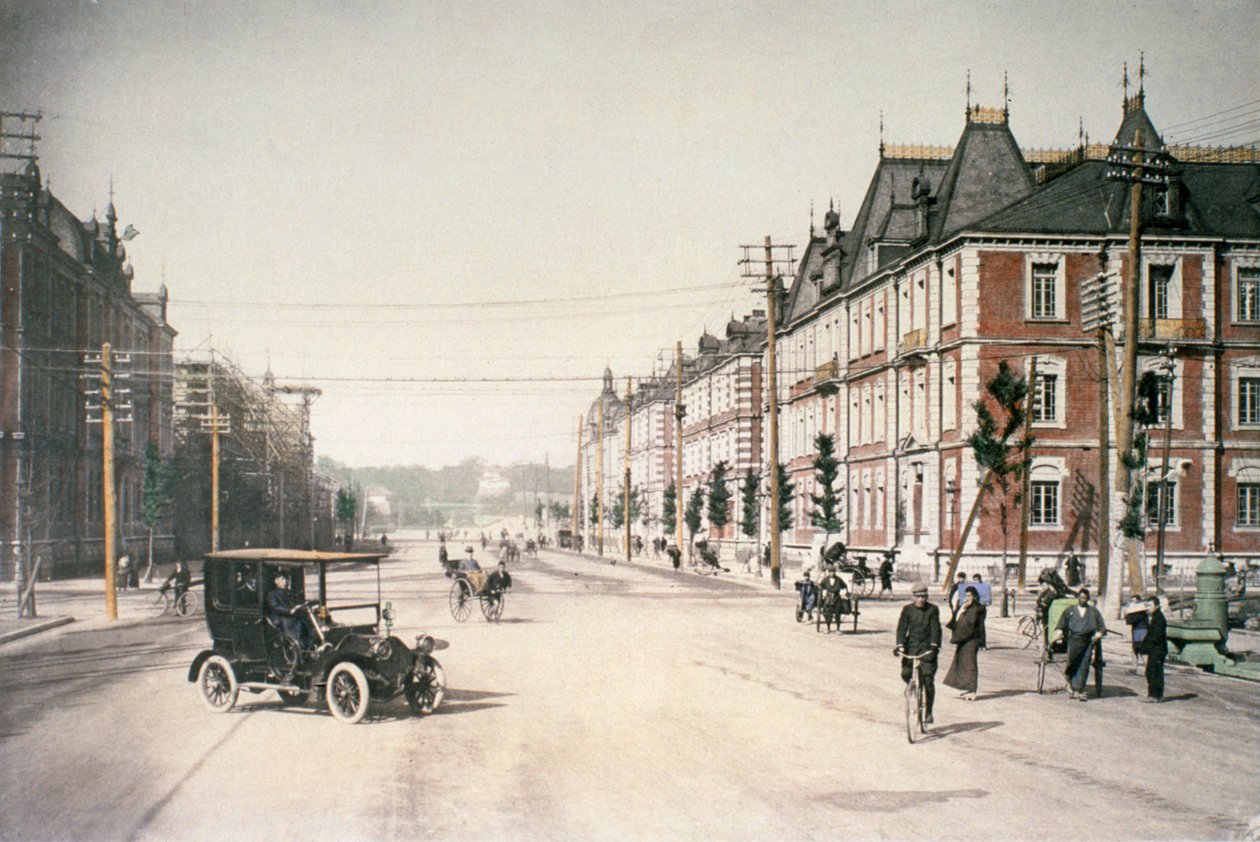 Gatubild i Tokyo, Japan, ca 1895-1900 av Unbekannt Unbekannt