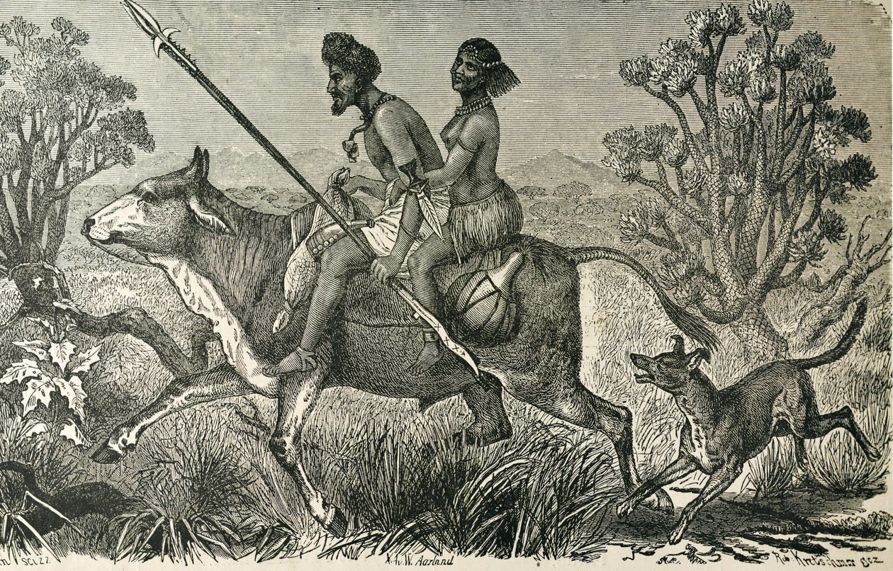 AFRIKA (19:e århundradet). Invånare i Centralafrika. Gravyr. av Unbekannter Künstler