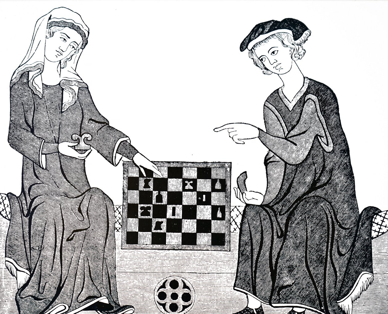 En man och en kvinna som spelar schack av Unbekannt