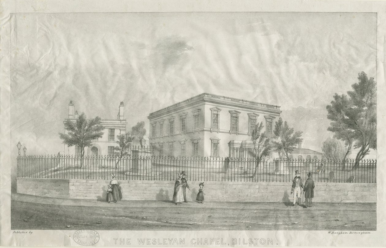 Bilston - Wesleyan Chapel: litografi, nd [?1840-talet] av Unbekannt
