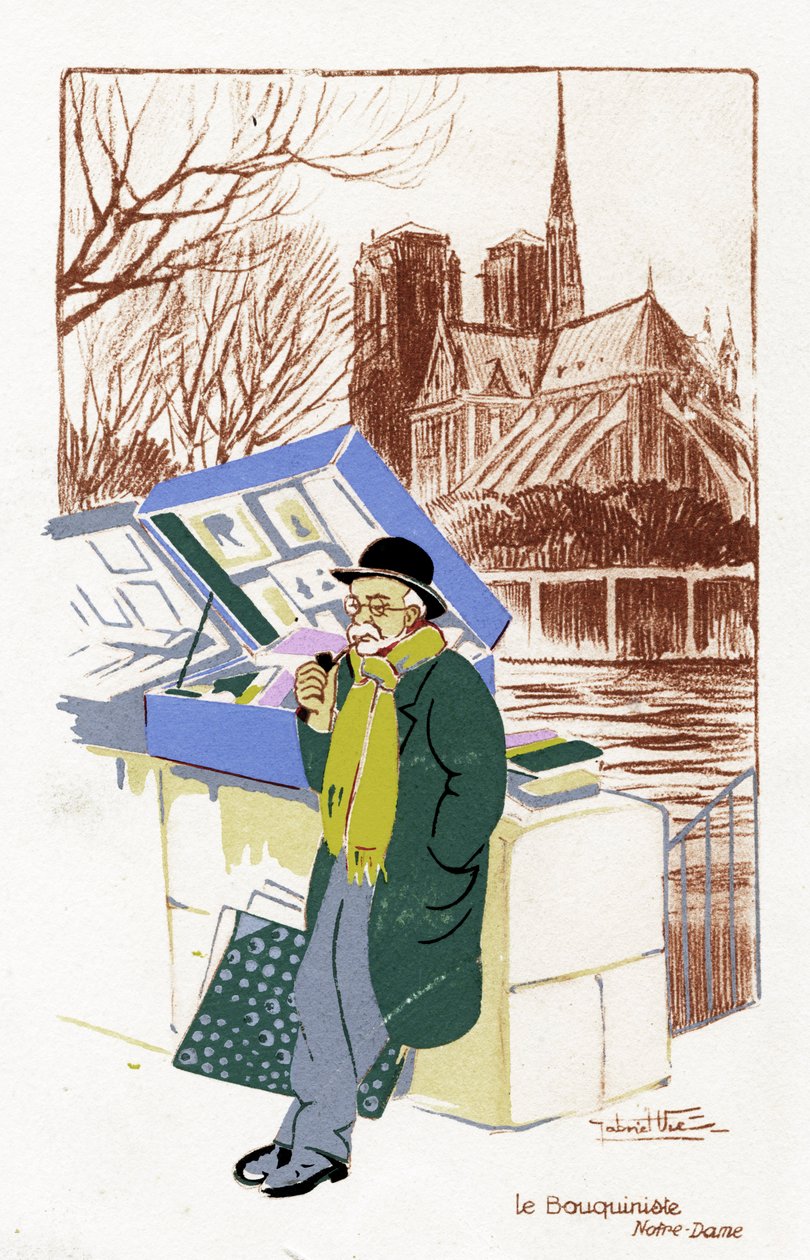 Bokhandlare ("Le Bouquiniste"), Paris, ca 1900 av Unbekannter Künstler