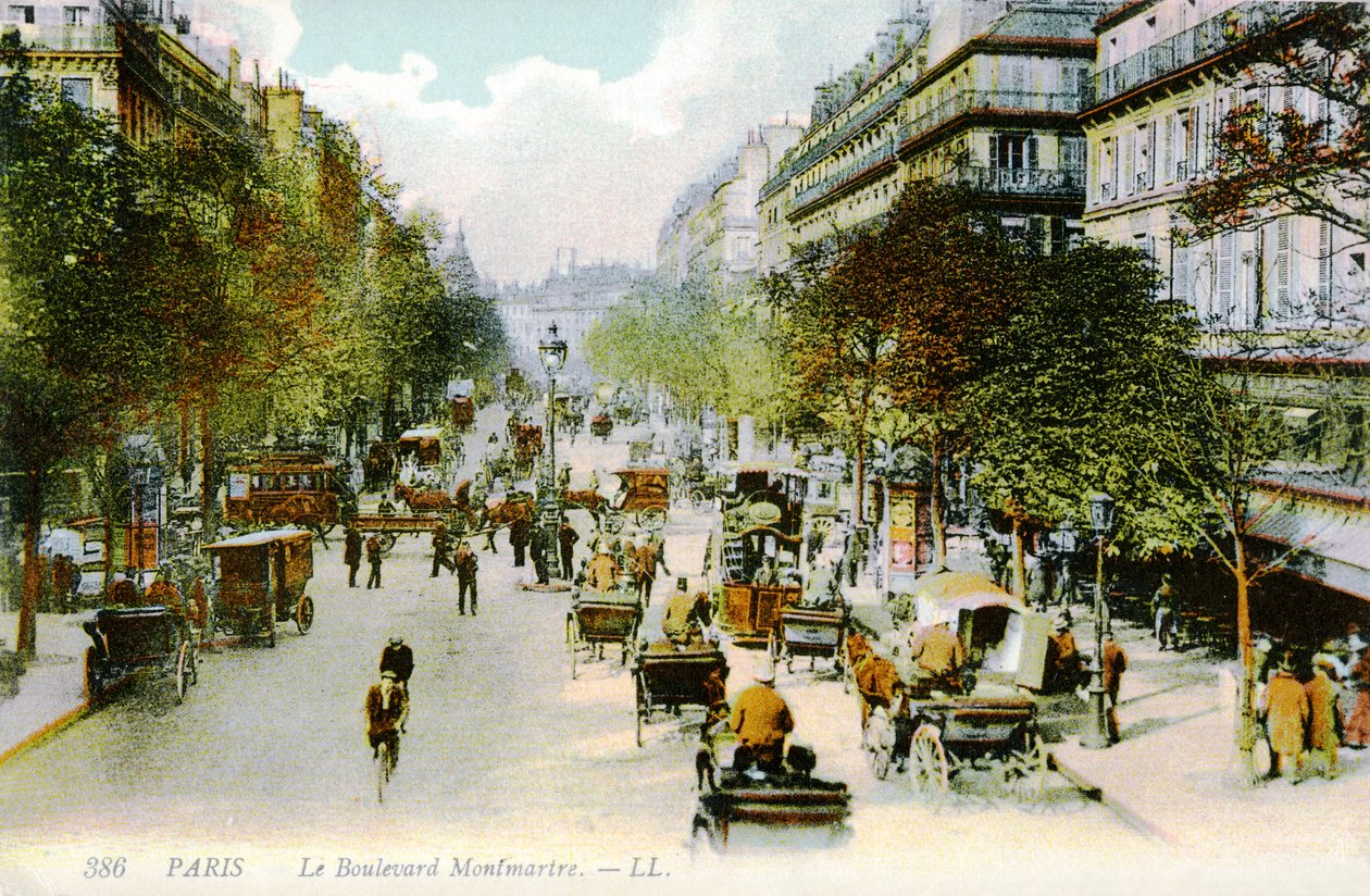 Boulevard Montmartre, Paris, ca 1900 av Unbekannter Künstler