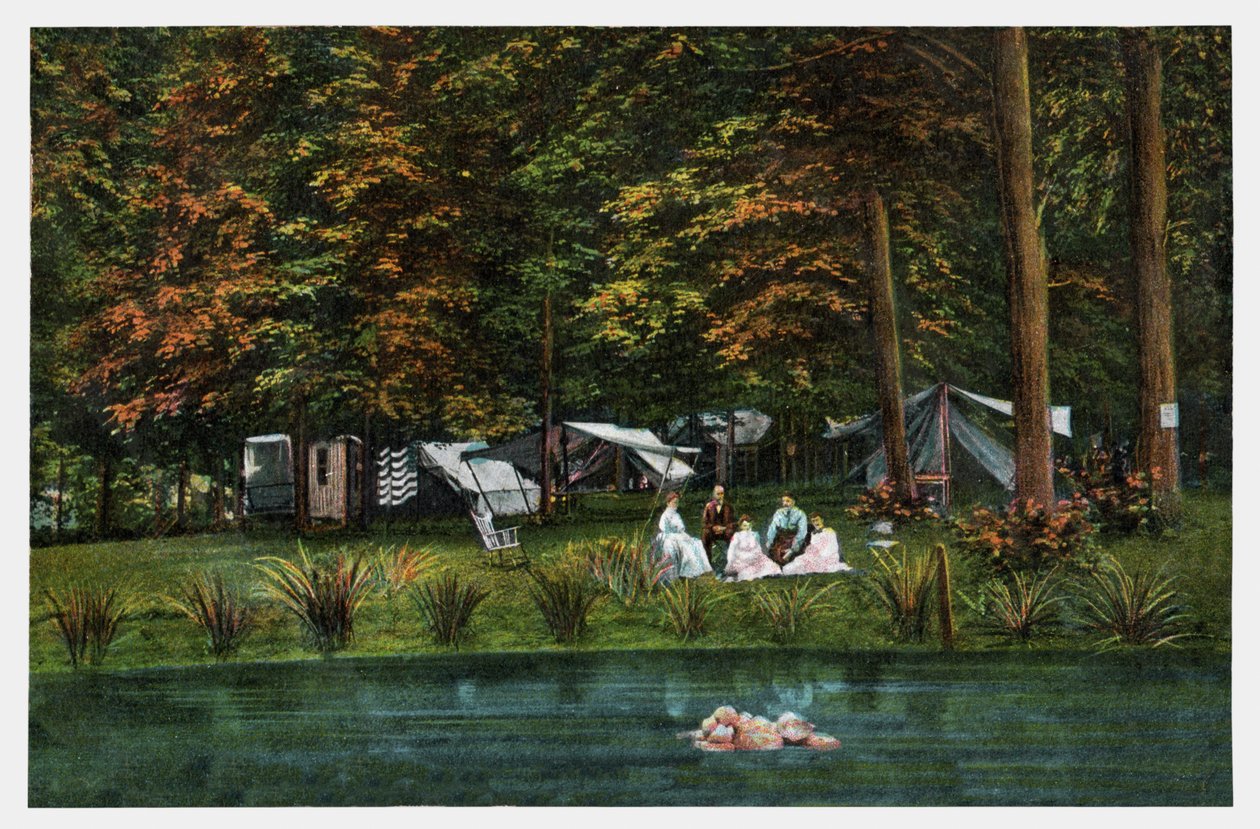 Camping i USA, ca 1910 (tryck) av Unbekannter Künstler