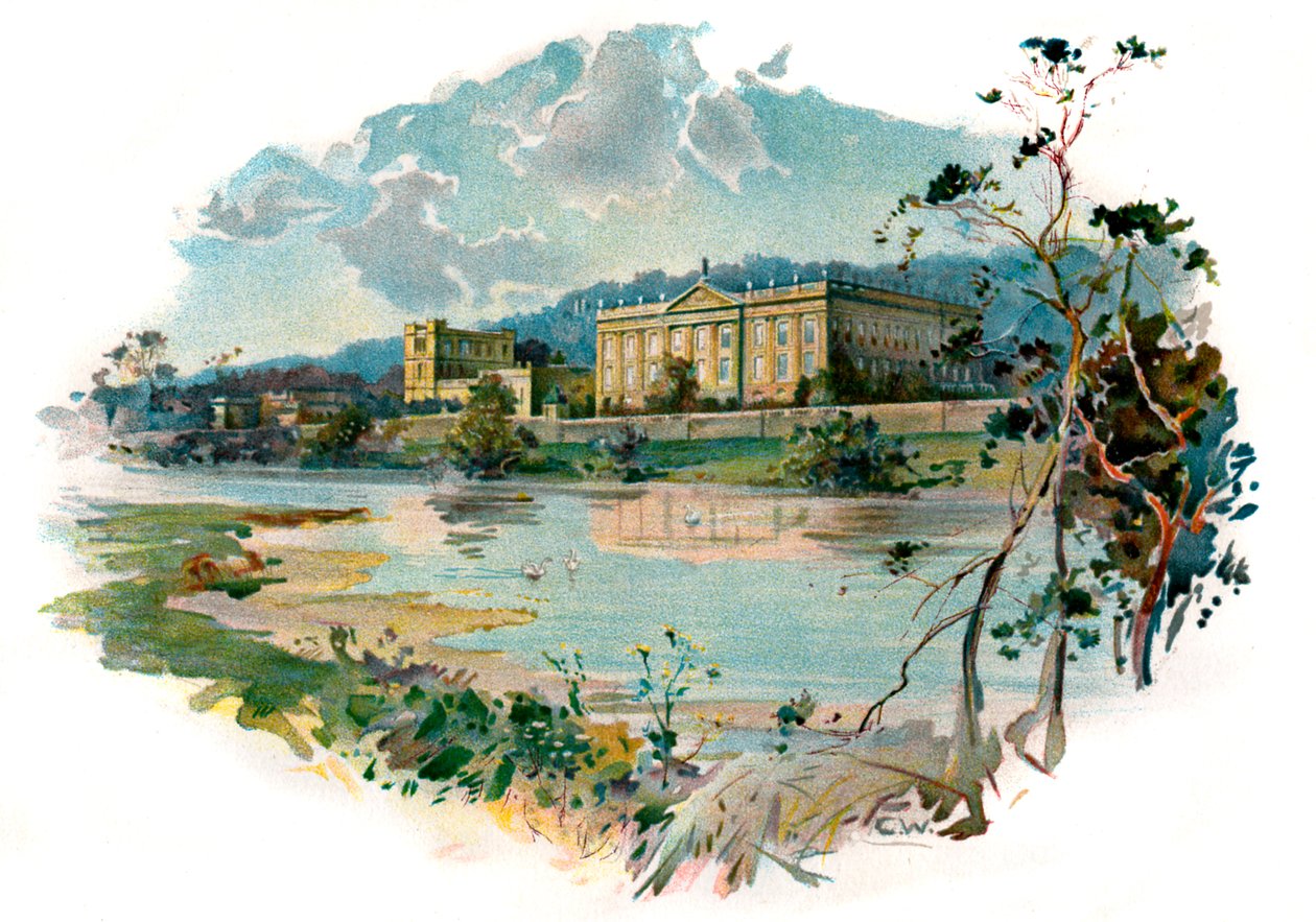 Chatsworth från Derwent av Unbekannter Künstler