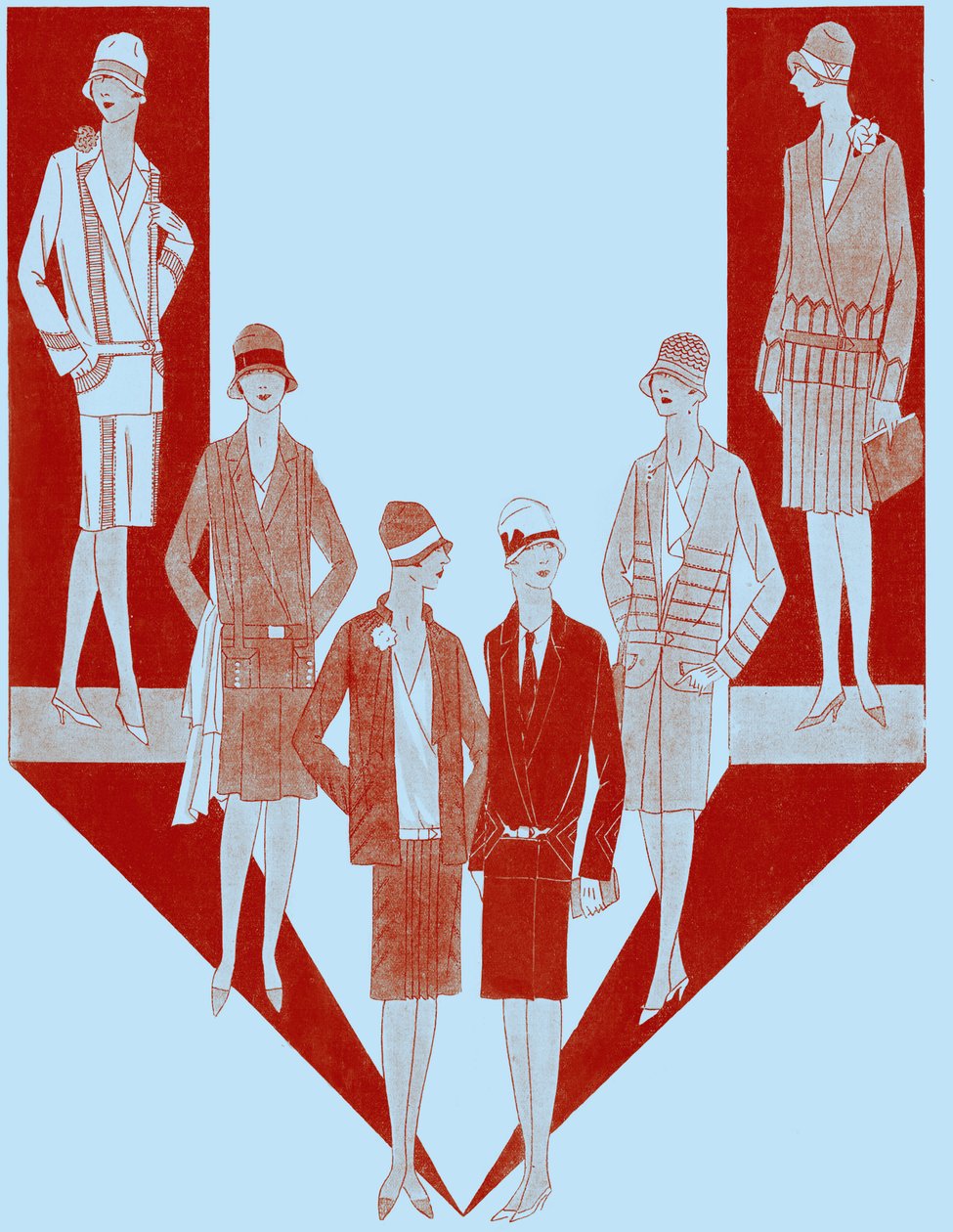 Modedräkter för damer, hösten 1927 av Unbekannter Künstler