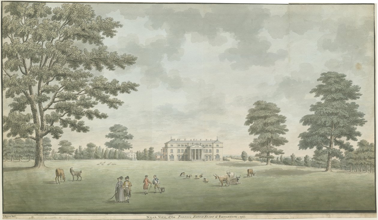 Fisherwick Hall: akvarellmålning, 1786 av Unbekannt