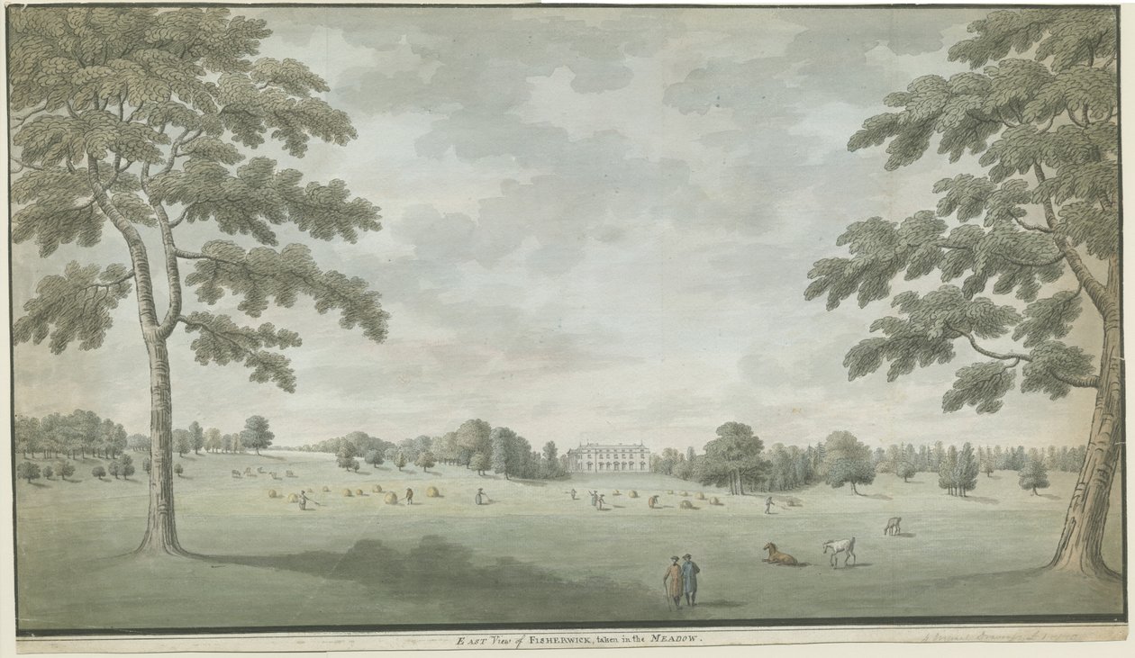 Fisherwick Hall: akvarellmålning, nd [1786] av Unbekannt