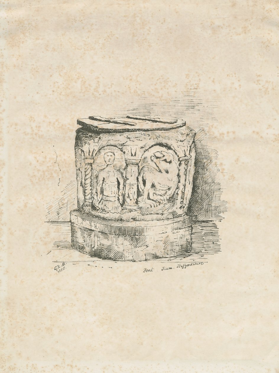 Typsnitt i Ilam-kyrkan: litografi, 1855 av Unbekannt