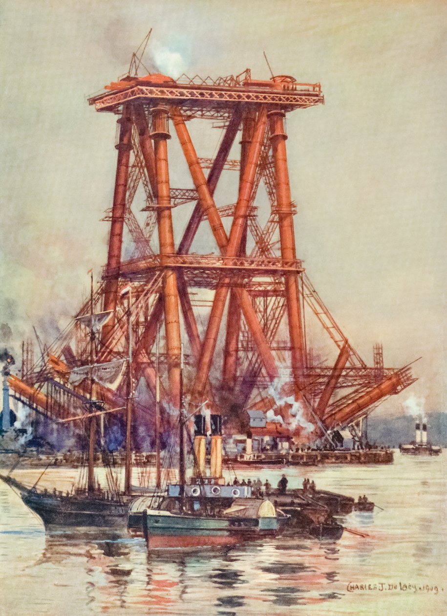 Forth Bridge, Skottland, under uppbyggnad. c.1880-1890 av Alec Hunter