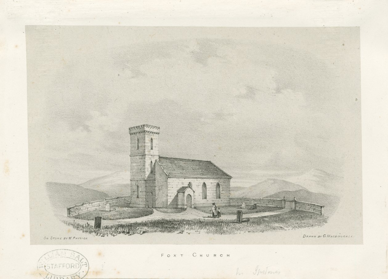 Foxt Church - litografi, nd [c 1840] av Unbekannt