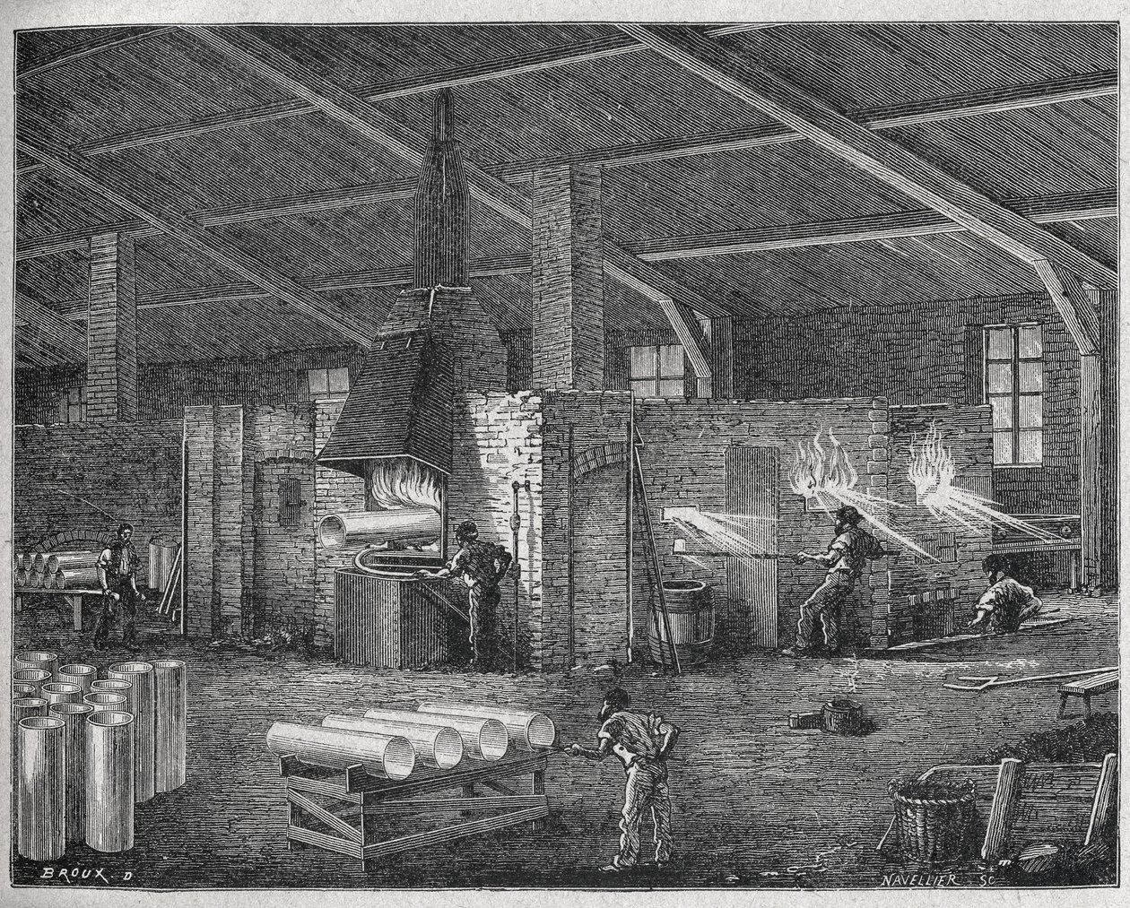 Glastillverkning, ca 1880 (gravyr) av Unbekannter Künstler
